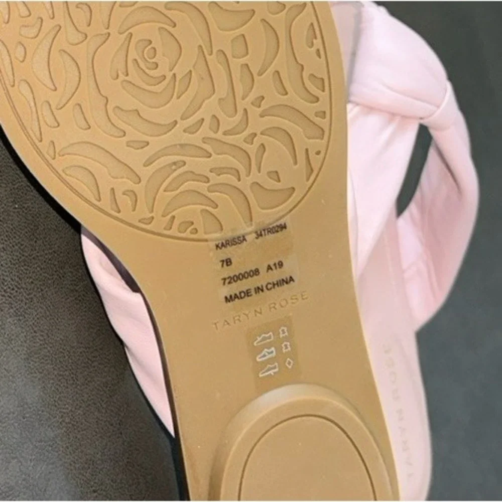 Taryn Rose Karissa 7B Cameo Pink Leather Knotted Thong Flat‎ Sandals Resort Wear